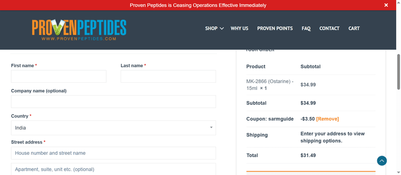 Proven Peptides Discount - 15% Off on Ligandrol